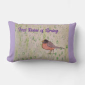 ファースト・ロビン・オブ・春淡い色の・パープル ランバークッション (正面)