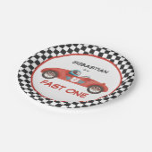 ファースト・ワン・レッド・レース・カー第1誕生日パーティー・デコール ペーパープレート (アングル)