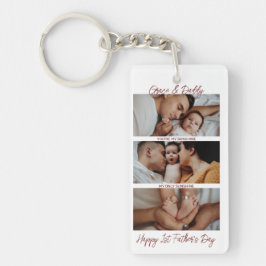 ファースト・父親の日の写真カスタムコラージュ・ニュー・ダディ キーホルダー