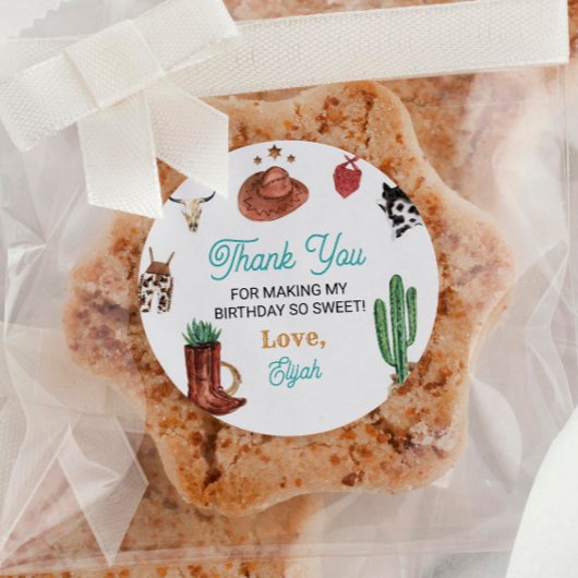 ファーストRodeoカウボーイラベル誕生日シール ラウンドシール