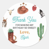 ファーストRodeoカウボーイラベル誕生日シール ラウンドシール (正面)