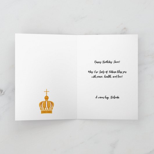 ファーティマの女神キャンドルの行列誕生日 ノートカード (内部)