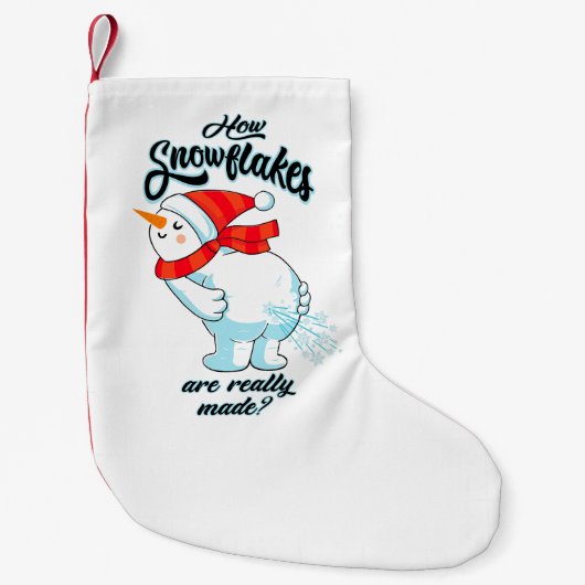 ファーティング雪だるま雪片の本当の作り方 スモールクリスマスストッキング (正面)