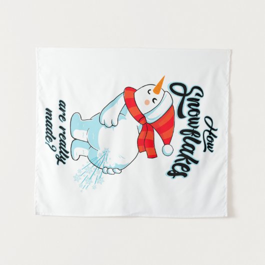 ファーティング雪だるま雪片の本当の作り方 タペストリー (正面(横))