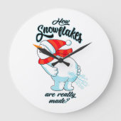 ファーティング雪だるま雪片の本当の作り方 ラージ壁時計 (正面)