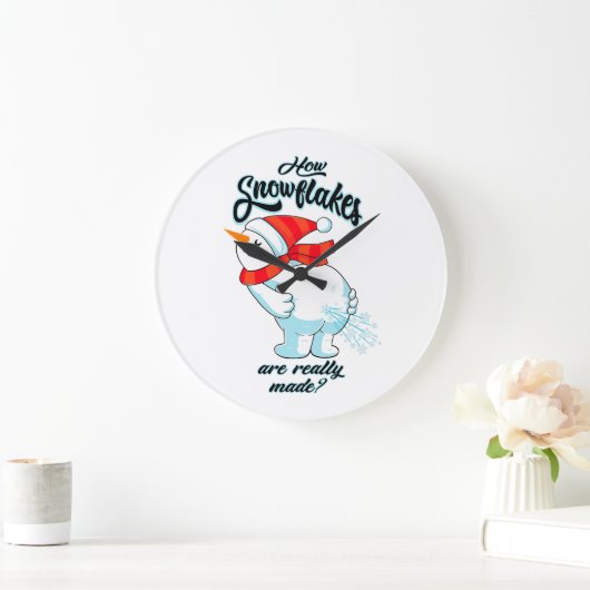 ファーティング雪だるま雪片の本当の作り方 ラージ壁時計 (ホーム)