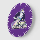 ファーティンユニコーンおもしろい- Unicorn - I Fart Rainbows ラージ壁時計 (傾斜)