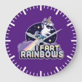 ファーティンユニコーンおもしろい- Unicorn - I Fart Rainbows ラージ壁時計 (正面)