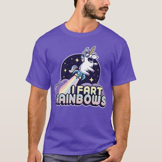 ファーティンユニコーンおもしろい- Unicorn - I Fart Rainbows Tシャツ (正面)