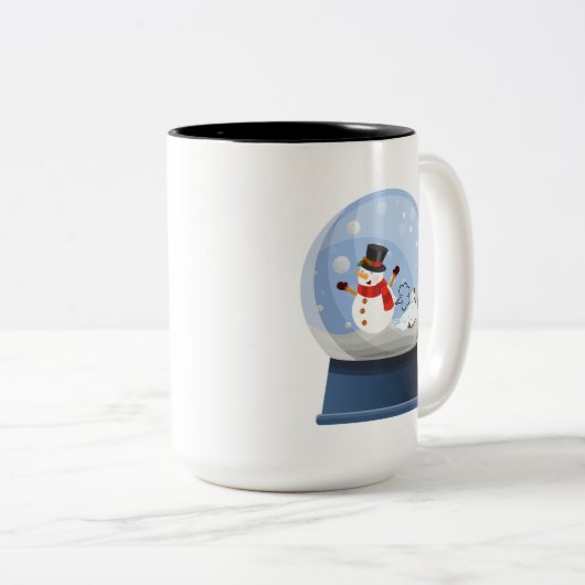 ファートおもしろい雪だるまスノーグローブ ツートーンマグカップ (正面右)