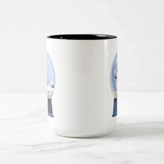 ファートおもしろい雪だるまスノーグローブ ツートーンマグカップ (中央)