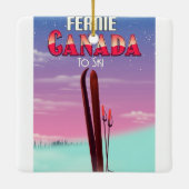 ファーニー カナダ スキーリゾート 旅行ポスター セラミックオーナメント (裏面)