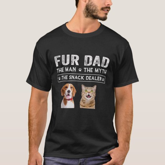 ファーパパ男ザ神話メンギフトおもしろい犬猫Fa Tシャツ (正面)