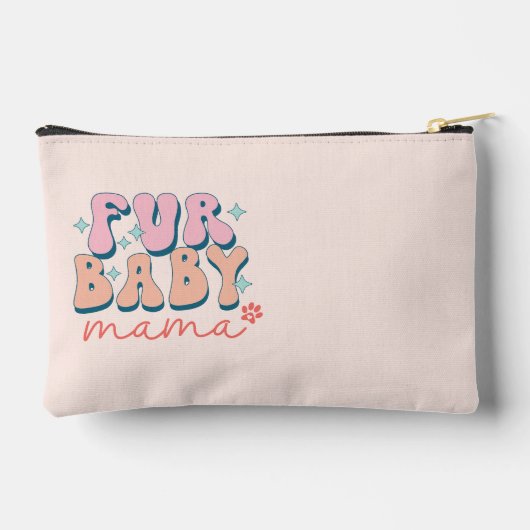 ファーパーソナライズされたベビーママレトロピンク アクセサリーポーチ (裏面)