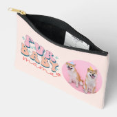 ファーパーソナライズされたベビーママレトロピンク アクセサリーポーチ (見開き)