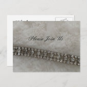 ファーフェイクとダイヤモンドのパーティの招待状 インビテーションポストカード (正面/裏面)