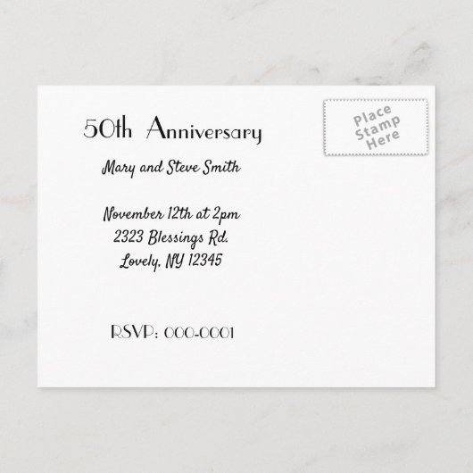 ファーフェイクとダイヤモンドのパーティの招待状 インビテーションポストカード (裏面)