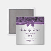 ファーフェイク&パープルボウ誕生日日付を保存 マグネット (正面/裏面)