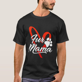 ファーママドッグママかわいい犬のオーナーポープリントハート Tシャツ