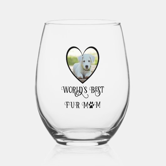 ファーママ犬の写真 ステムなしワイングラス (正面)