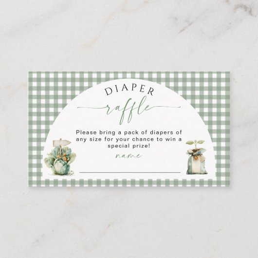 ファーマーズマーケットおむつラッフル挿入要求ベグ エンクロージャーカード (正面)