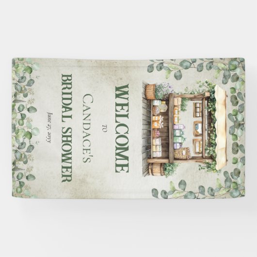 ファーマーズマーケットのスタンドウェルカム ブライダルシャワー 横断幕 (横)