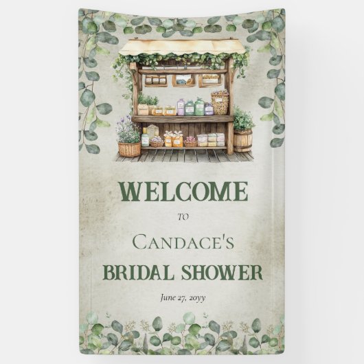 ファーマーズマーケットのスタンドウェルカム ブライダルシャワー 横断幕 (縦)