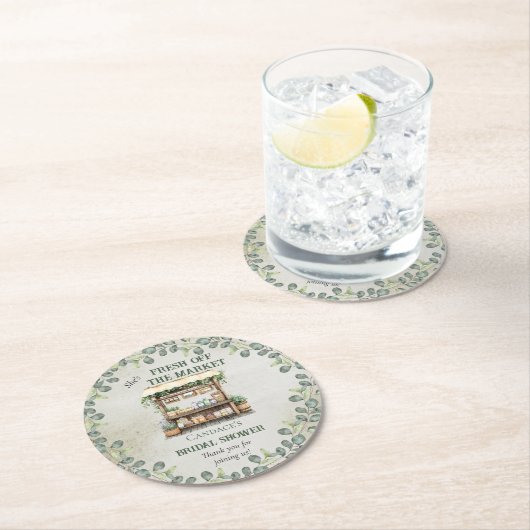 ファーマーズマーケットのスタンド ウェルカム ブライダルシャワー ラウンドペーパーコースター (インサイチュ)