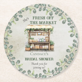 ファーマーズマーケットのスタンド ウェルカム ブライダルシャワー ラウンドペーパーコースター