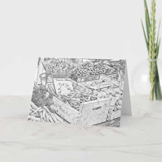 ファーマーズマーケットの着色のページの挨拶状 カード (正面)