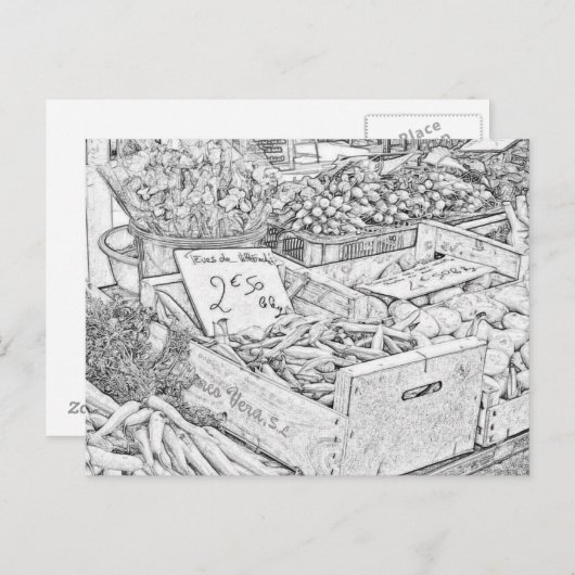 ファーマーズマーケットの着色のページの郵便はがき ポストカード (正面/裏面)