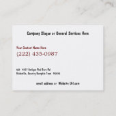 ファーマーズマーケットの赤い国の納屋 名刺 (裏面)