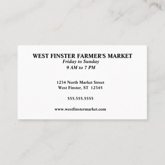 ファーマーズマーケットまたはCSA写真 名刺 (裏面)