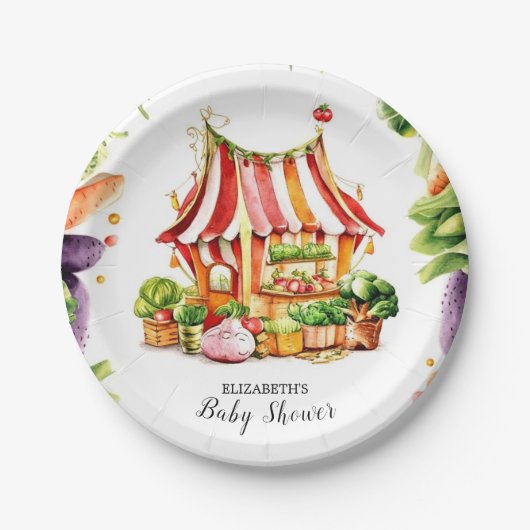 ファーマーズマーケットカスタムベビーシャワー ペーパープレート (正面)