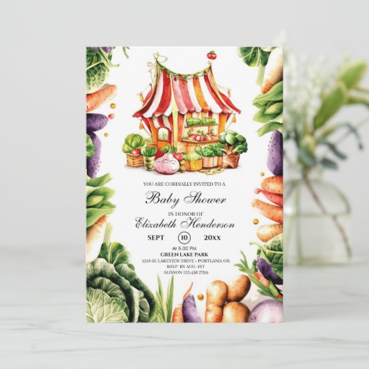 ファーマーズマーケットカスタムベビーシャワー 招待状 (スタンド正面)