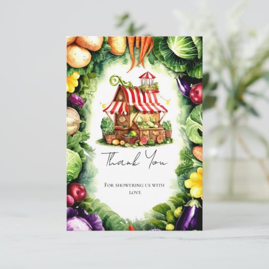 ファーマーズマーケットシンプルベビーシャワー サンキューカード (スタンド正面)