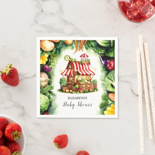 ファーマーズマーケットシンプルベビーシャワー スタンダードカクテルナプキン (インサイチュ)