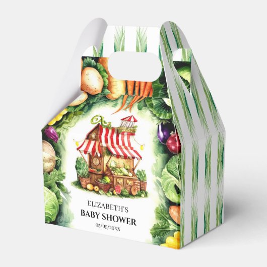 ファーマーズマーケットシンプルベビーシャワー フェイバーボックス (正面サイド)