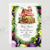 ファーマーズマーケットシンプルベビーシャワー 招待状 (正面/裏面)