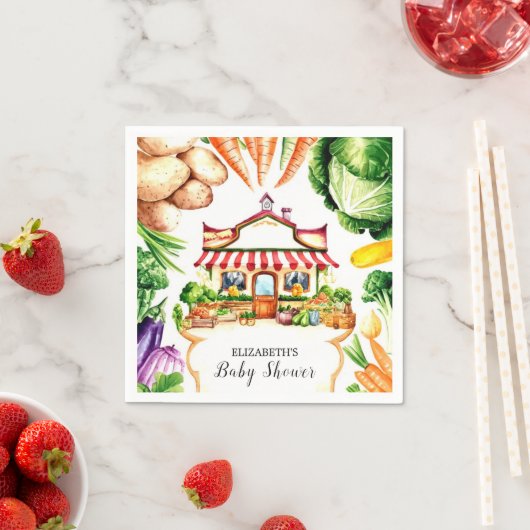 ファーマーズマーケットシンプルリトル赤ちゃんシャワー スタンダードカクテルナプキン (インサイチュ)