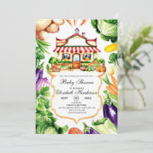 ファーマーズマーケットシンプルリトル赤ちゃんシャワー 招待状 (スタンド正面)