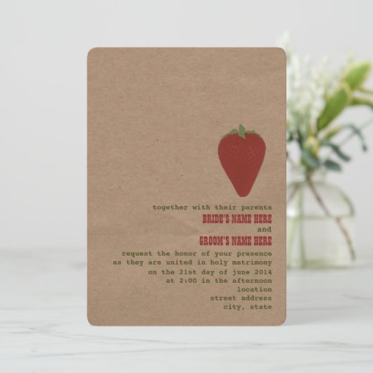 ファーマーズマーケットテーマウェディング招待 |いちご 招待状 (スタンド正面)