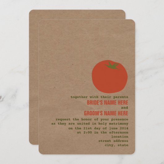 ファーマーズマーケットテーマウェディング招待 |トマト 招待状 (正面/裏面)