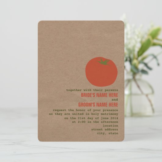 ファーマーズマーケットテーマウェディング招待 |トマト 招待状 (スタンド正面)