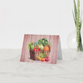 ファーマーズマーケットバスケット地元で育った赤ちゃんシャワー サンキューカード (裏面)