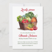 ファーマーズマーケットバスケット地元で育った赤ちゃんシャワー 招待状 (正面)