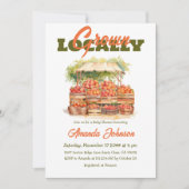 ファーマーズマーケットピーチ地元で育った赤ちゃんシャワー 招待状 (正面)