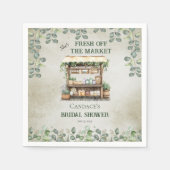 ファーマーズマーケットファームスタンドウェルカムブライダルシャワー スタンダードカクテルナプキン (正面)