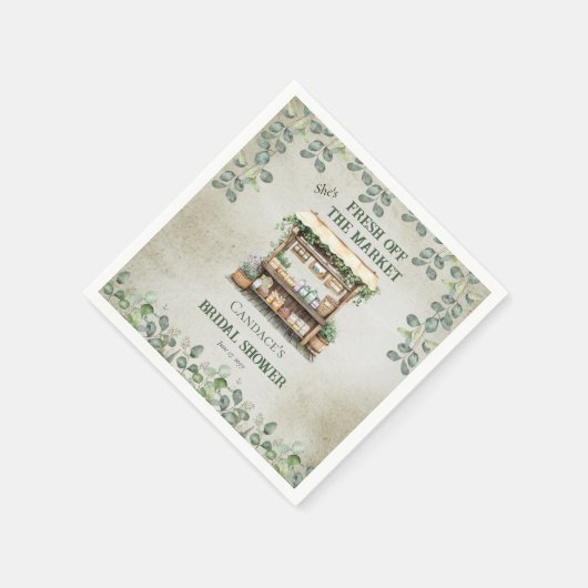 ファーマーズマーケットファームスタンドウェルカムブライダルシャワー スタンダードカクテルナプキン (角)