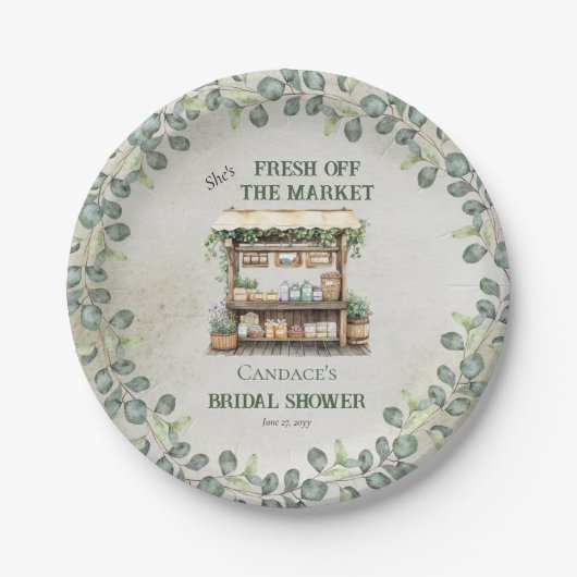ファーマーズマーケットファームスタンドウェルカムブライダルシャワー ペーパープレート (正面)